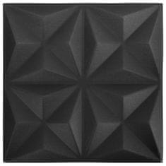 Vidaxl 3D nástenné panely 12 ks 50x50 cm origami čierne 3 m²