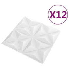 Vidaxl 3D nástenné panely 12 ks 50x50 cm origami biele 3 m²