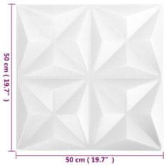 Vidaxl 3D nástenné panely 48 ks 50x50 cm origami biele 12 m²