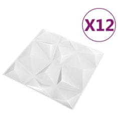 Vidaxl 3D nástenné panely 12 ks 50x50 cm diamantové biele 6 m²