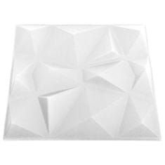 Vidaxl 3D nástenné panely 12 ks 50x50 cm diamantové biele 6 m²