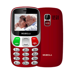 Mobiola MB800 Senior, jednoduchý mobilný telefón pre seniorov, SOS tlačidlo, nabíjací stojan, 2 SIM, výkonná batéria, červený