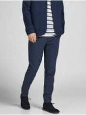 Jack&Jones Tmavomodré oblekové nohavice s prímesou ľanu Jack & Jones Linen 48