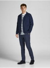 Jack&Jones Tmavomodré oblekové nohavice s prímesou ľanu Jack & Jones Linen 48