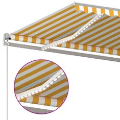 Vidaxl Automatická markíza, LED a senzor vetra 6x3 m, žltá/biela