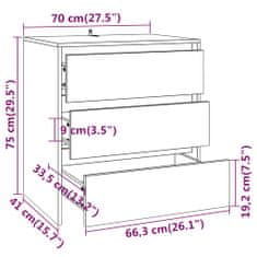 Vidaxl 3-dielna bočná skrinka, hnedý dub, materiál na báze dreva