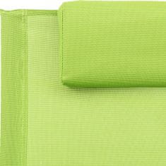 Vidaxl Lehátko s vankúšom, oceľ a textilénová tkanina, zelená farba