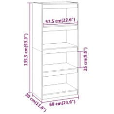 Vidaxl Knižnica/deliaca stena medová 60x30x135,5 cm masívna borovica