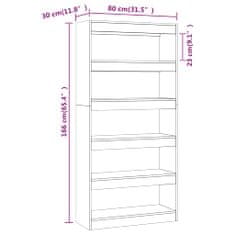 Vidaxl Knižnica/deliaca stena čierna 80x30x166 cm drevotrieska