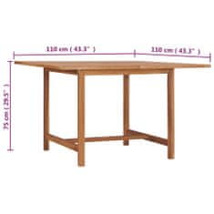 Petromila vidaXL Záhradný jedálenský stôl 110x110x75 cm tíkový masív