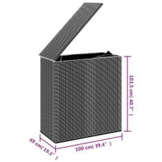 Petromila vidaXL Záhradný úložný box z polyratanu 100x49x103,5 cm sivý