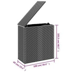 Petromila vidaXL Záhradný úložný box z polyratanu 100x49x103,5 cm čierny