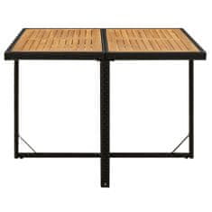 Vidaxl Záhradný stôl, čierny, 109x107x74 cm, ratan PE a akácia