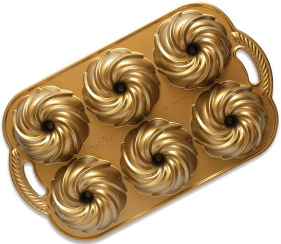 NordicWare Forma na šesť malých báboviek VODNÝ VÍR zlatá