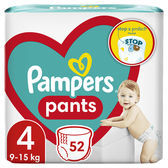 Pampers Pants 4 Maxi (9-15 kg) Jumbo Pack - plienkové nohavičky 52 ks