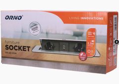 Orno Výklopný blok zapustený ORNO OR-AE-13126/G, 2x 230V a 2x USB, strieborný