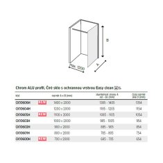 Mereo Novea sprchová stena Walk in 110 x 200 cm, sklo 8 mm, EASY CLEAN CK10605H - Mereo