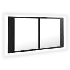 Vidaxl LED kúpeľňová zrkadlová skrinka lesklá čierna 90x12x45 cm
