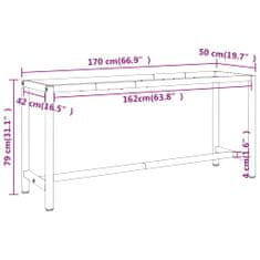 Petromila vidaXL Rám pracovného stola matný čierny a matný červený 170x50x79 cm kov