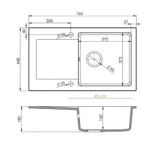 Granisil Granitový dřez s odkapem Proba 765.0 Barva: černý granit