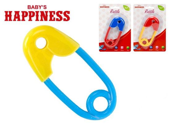 Hrkálka spínací špendlík 12 cm Baby's Happiness (žltá, modrá, červená)