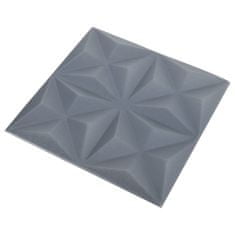 Vidaxl 3D nástenné panely, 24 ks, 50x50 cm, origami sivá, 6 m²
