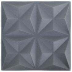 Vidaxl 3D nástenné panely, 48 ks, 50x50 cm, origami sivá, 12 m²