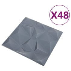 Vidaxl 3D nástenné panely 48 ks 50x50 cm diamantové sivé 12 m²