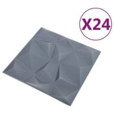 Vidaxl 3D nástenné panely, 24 ks, 50x50 cm, diamantovo sivá, 6 m²