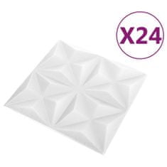 Vidaxl 3D nástenné panely 24 ks 50x50 cm origami biele 6 m²