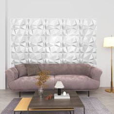 Vidaxl 3D nástenné panely, 24 ks, 50x50 cm, diamantovo biela, 6 m²