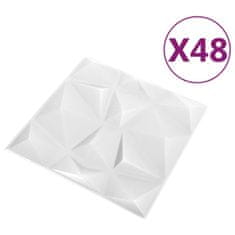 Vidaxl 3D nástenné panely 48ks 50x50 cm diamantové biele 12 m²