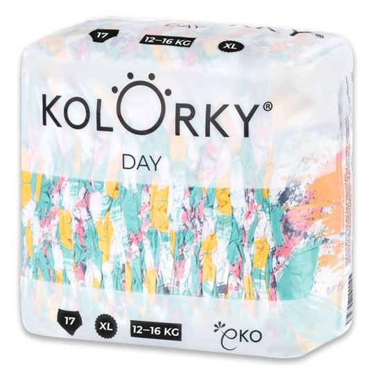 KOLORKY DAY Plienky jednorazové eko, štetec XL (12-16 kg) 17 ks