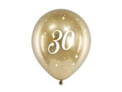 PartyDeco Saténové balóny 30 zlaté 30cm 6ks