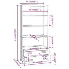 Vidaxl Vysoká skrinka HAMAR, borovicový masív, tmavosivá