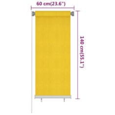 Vidaxl Vonkajšia zatemňovacia roleta 60x140 cm žltá HDPE