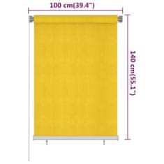 Vidaxl Vonkajšia zatemňovacia roleta 100x140 cm žltá HDPE