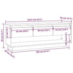 Vidaxl TV skrinka biela 110,5x34x40 cm masívna borovica