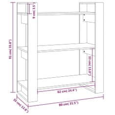 Vidaxl Knižnica/deliaca stena čierna 80x35x91 cm masívna borovica