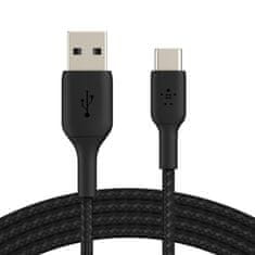 Belkin kábel opletaný USB-C - USB-A, 1m, čierny