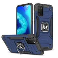 shumee Pancierový kryt puzdra + magnetický držiak na Samsung Galaxy A03s Ring Armor modrý