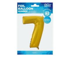 GoDan Fóliový balón číslo 7 - zlatá matná - 92 cm