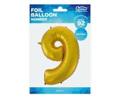 GoDan Fóliový balón číslo 9 - zlatá matná - 92 cm