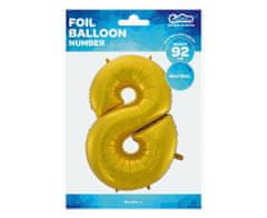 GoDan Fóliový balón číslo 8 - zlatá matná - 92 cm