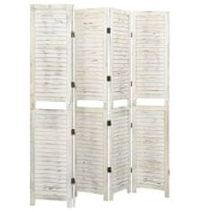 Vidaxl 5-panelový paraván starožitný biely 178,5x166 cm masívne drevo