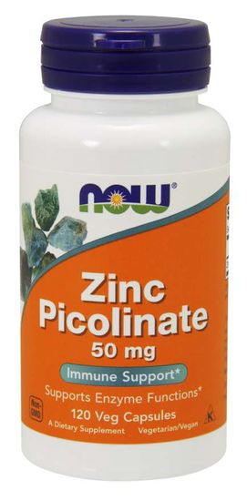 NOW Foods Zinc Picolinate (zinok pikolinát), 50 mg, 120 rastlinných kapsúl