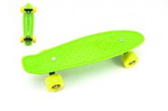 Teddies Skateboard - pennyboard 43cm, nosnosť 60kg kovovej osi, zelená, žltá kolesá