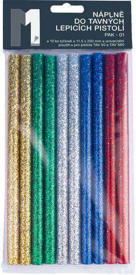 Náboje do tavnej pištole trblietavé glitter (10 ks, 11,5 mm / 20 cm)