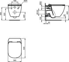 Ideal Standard Ideal Standard TESI T007901 závesný klozet s AQUABLADE 36x53x33,7 - IDEAL STANDARD