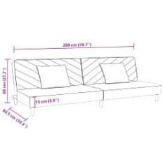 Vidaxl 2-miestna rozkladacia pohovka s 2 vankúšmi a podnožkou tmavosivá zamatová